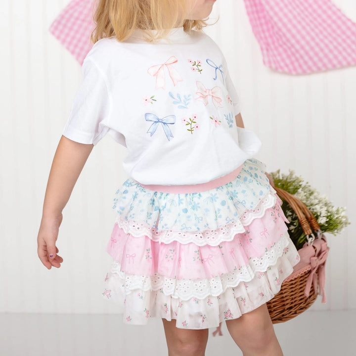 Floral Watercolor Bow Tee Shirt