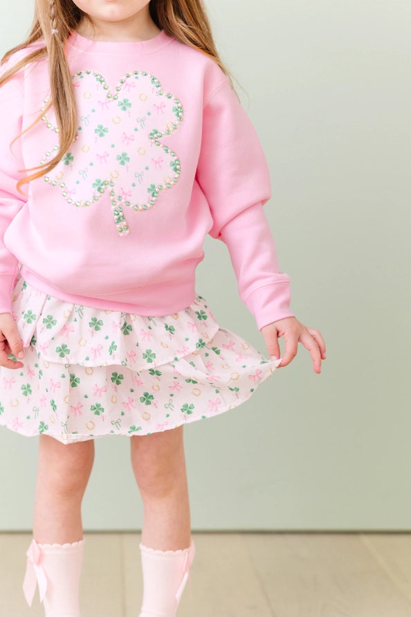 Ditsy Shamrock Sweatshirt in Pink