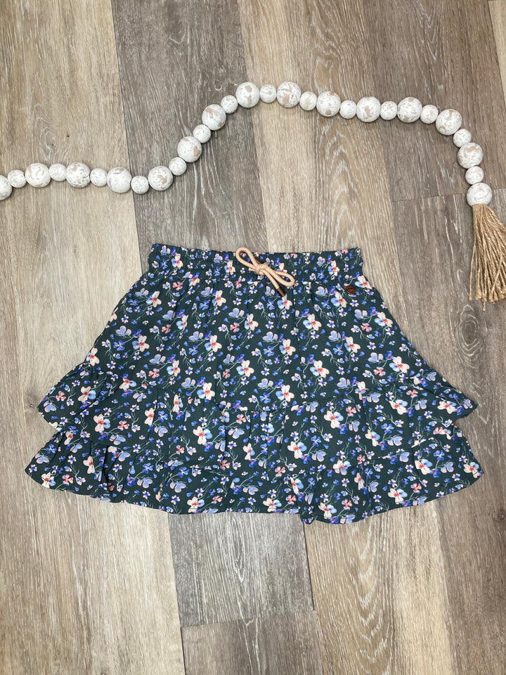 Green Floral Ruffle Skirt