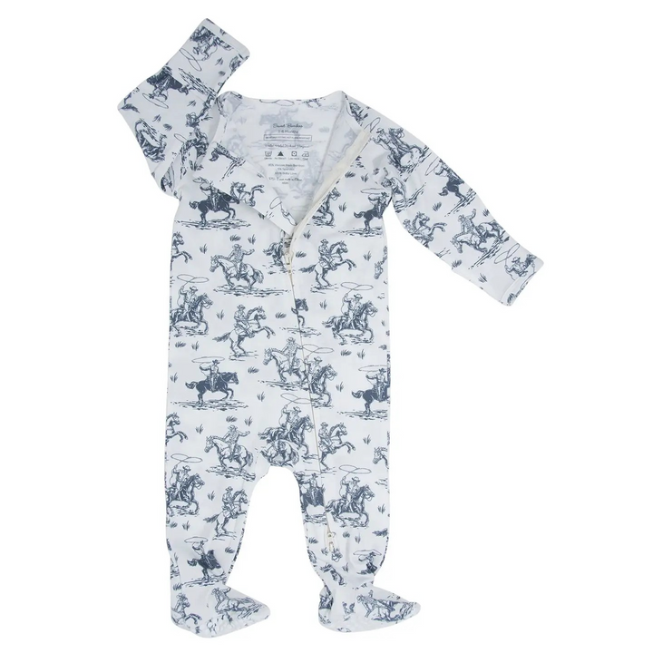 SWB Rips Ranch Western Horse Print Zip Footie