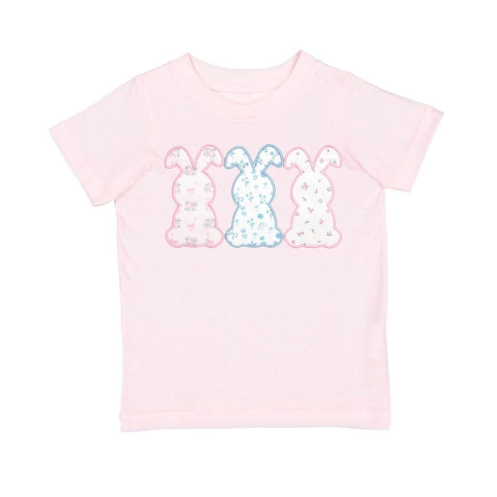 Floral Bunny Patch Tee Shirt in Pink