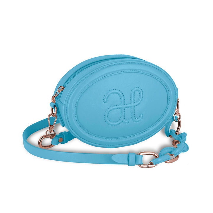 Turquoise Blue Logo Style Oval Purse