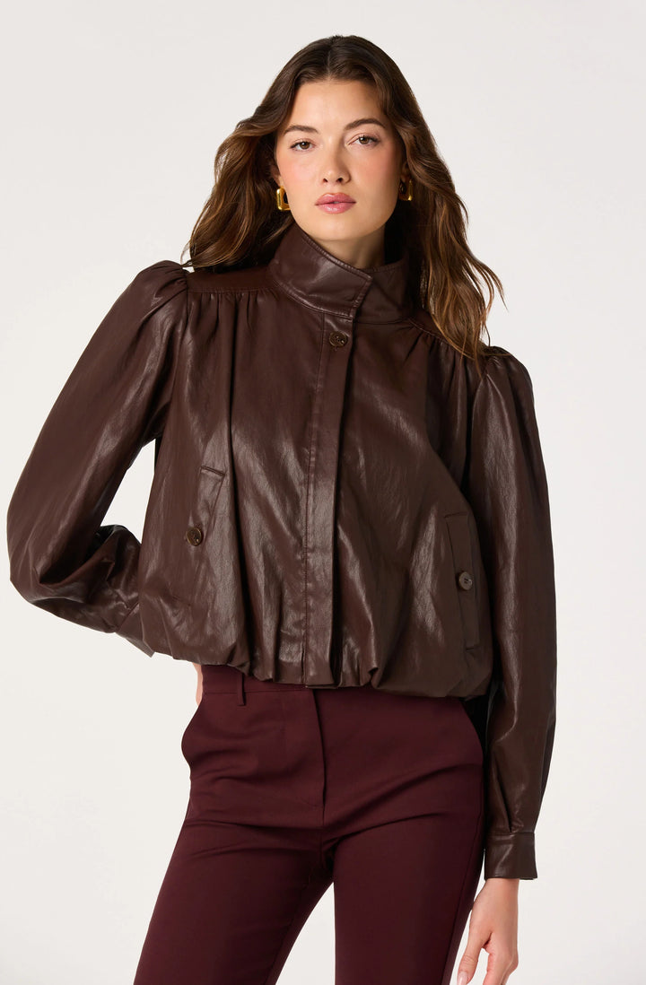 Estero Faux Leather Jacket in Brown