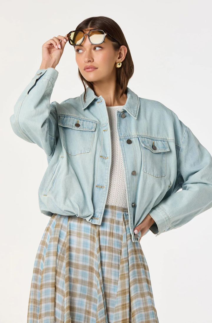 Nari Oversized Denim Bubble Bomber Jacket