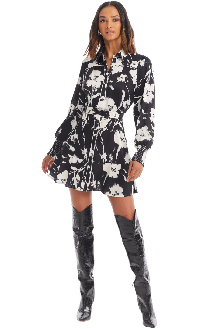 Dylan Black/White Floral Mini Dress