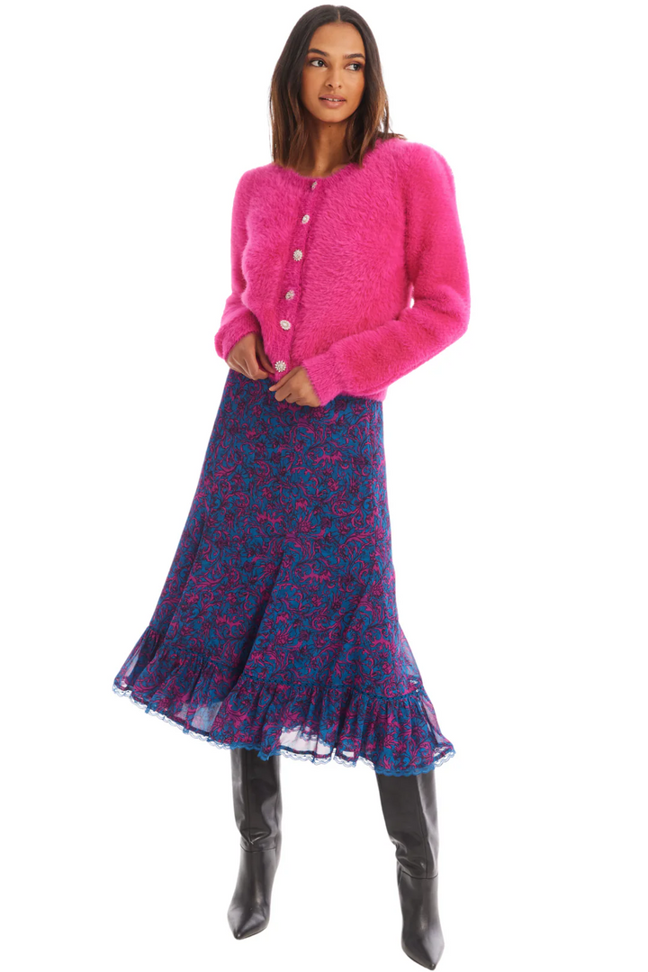 Jeweled Sloan Hot Pink Cardigan