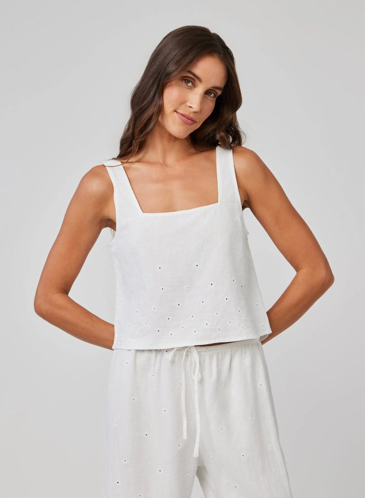 Embroidery Wide Leg Pant in White — alternate view 3