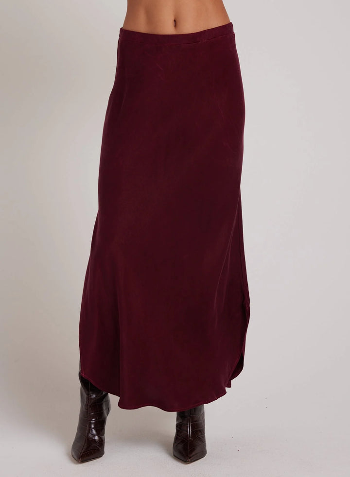 Asymmetrical Side Slit Skirt in Deep Plum