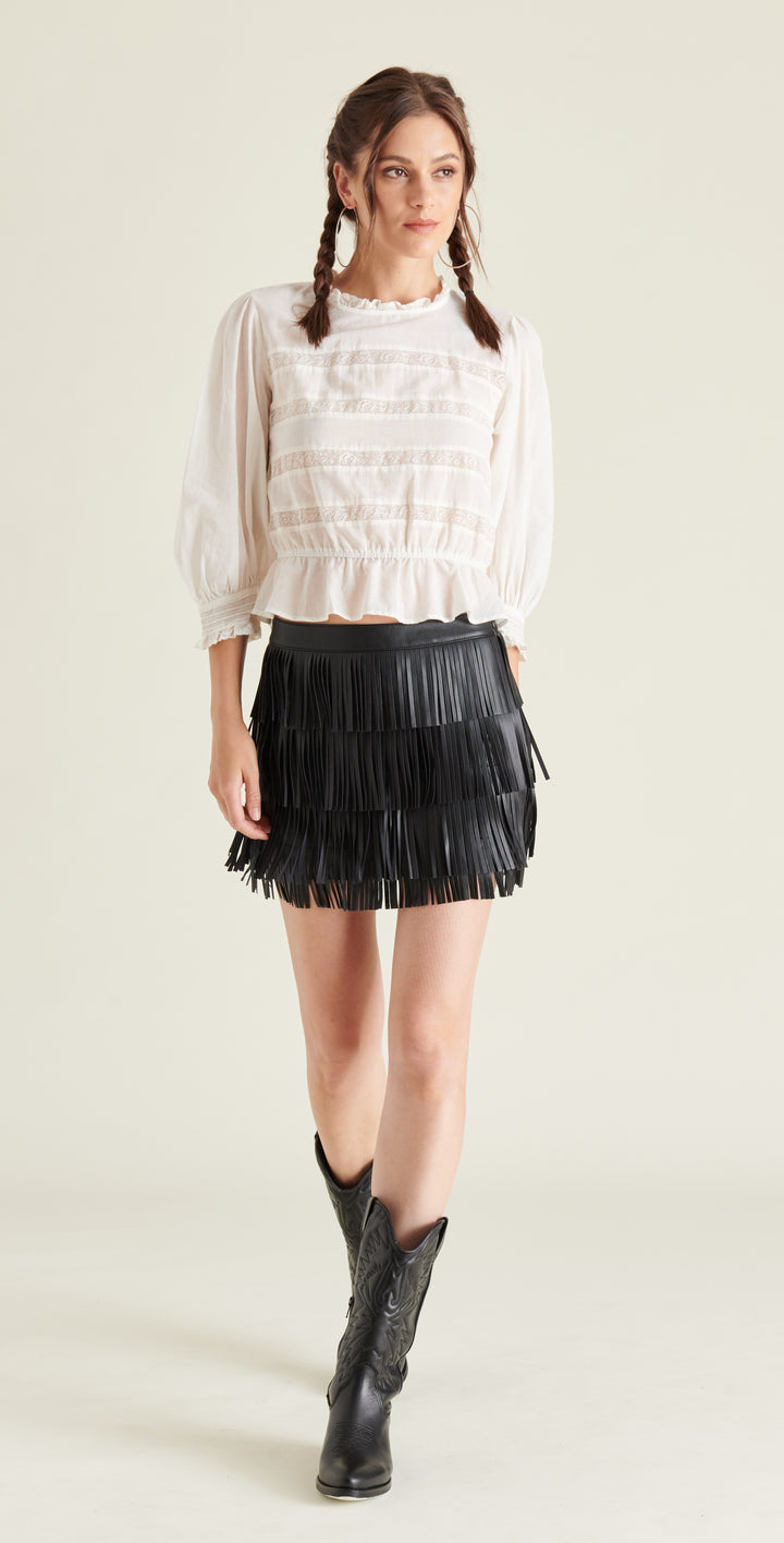 Danika Faux Leather Fringe Skirt
