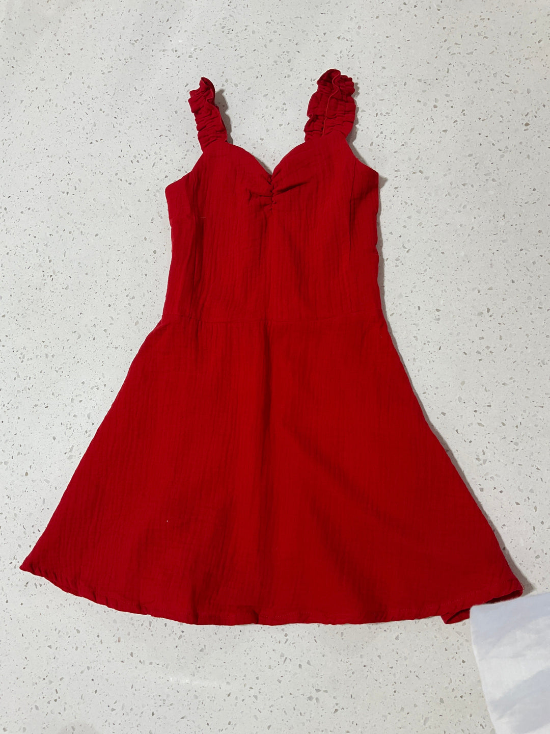 red gauze dress Gauze Puff Sleeve Dress Classic Rock Couture