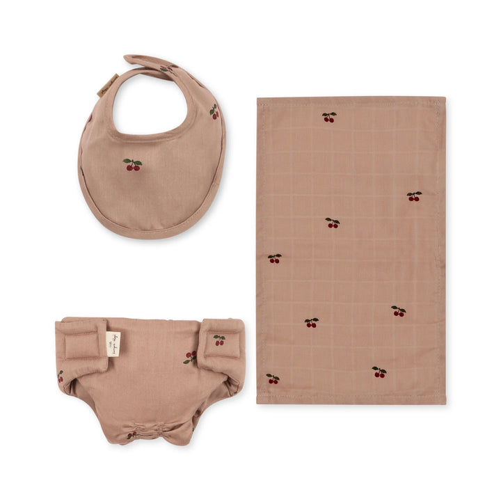 Cherry Print Vintage Style Doll Nursery Set