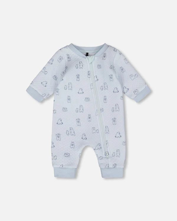 DPD Organic Cotton One-Piece Blue Bear Print Romper
