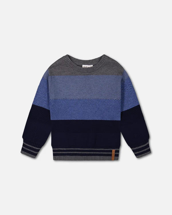 DPD Colorblock Sweater in Blue & Black