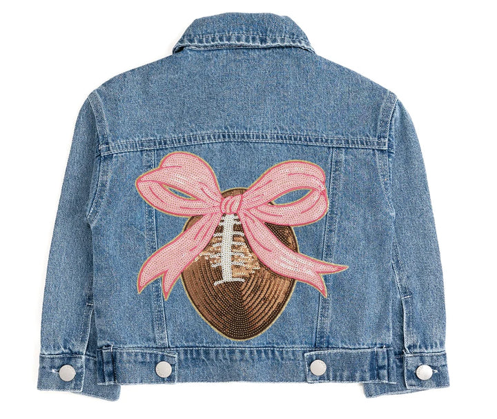 Football Bow Patch back Denim Jacket
