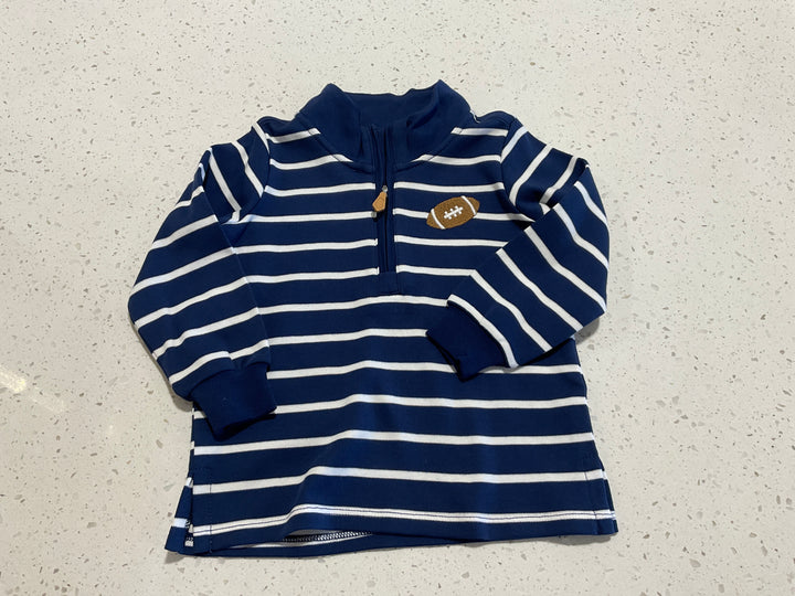 Quarter Football Zip in Navy Stripe