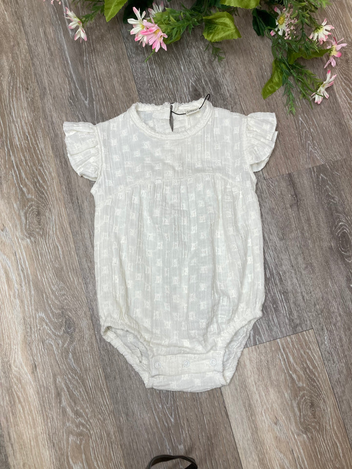 Lisa Ivory Embroidered Woven Romper