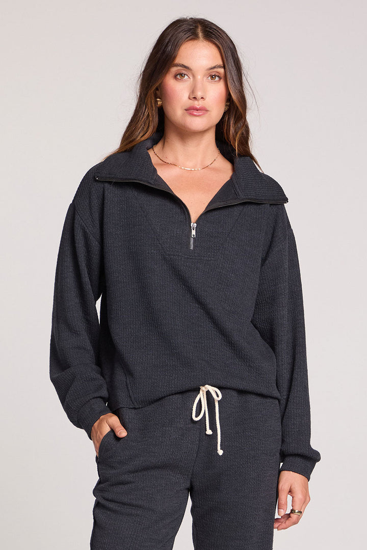 Saltwater Luxe Half Zip Seam Pullover in Black