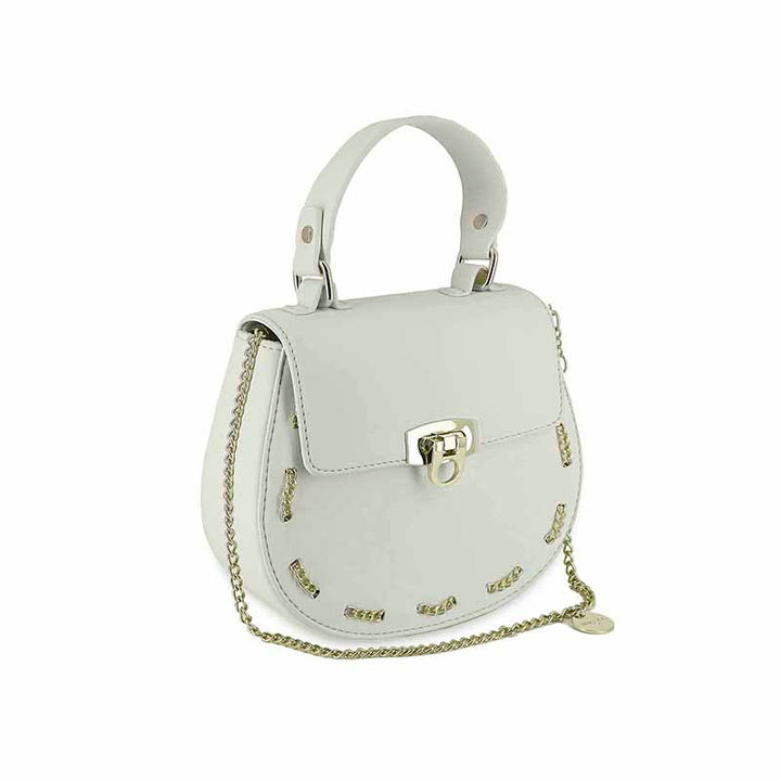 White Chain Detail Purse with Chain Strap