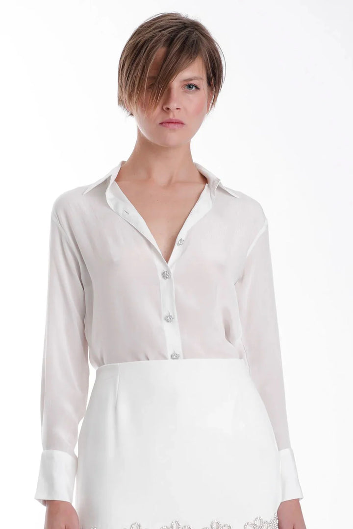 White Sheer Blouse with Sparkle