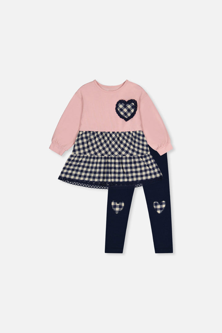 Deux Par Deux Baby Tunic And Leggings Set Pale Dusty Pink - front