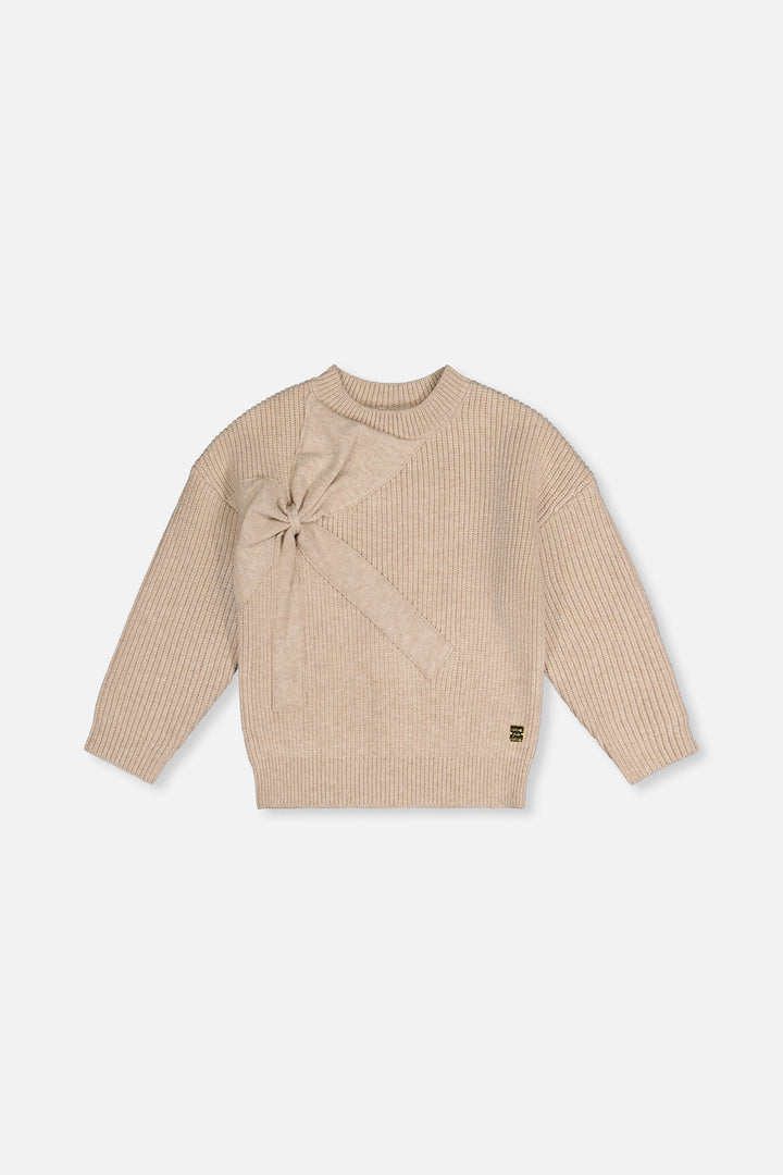 Deux Par Deux Sweater With Bow Beige - front
