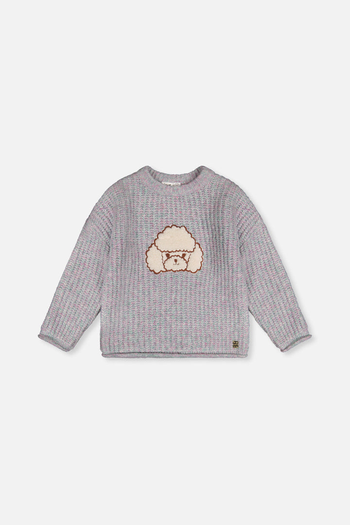 Deux Par Deux Poodle Sweater Pale Turquoise And Lilac - front