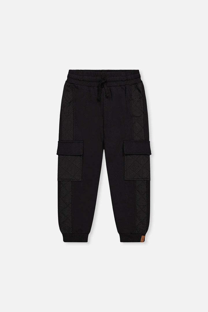 Deux Par Deux Fleece Bi-Material Sweatpants With Pockets Black - front