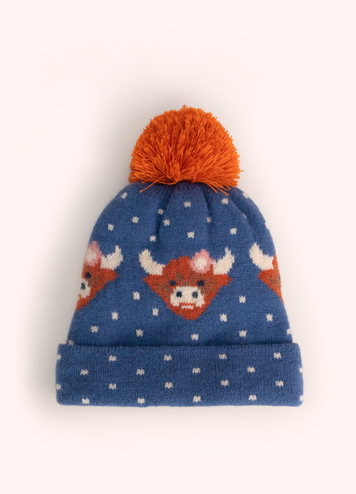 Powder Kids Highland Cow Hat, Navy - product view 1
