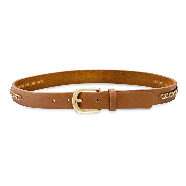 L&G Doheny Chain Detail Belt in Caramel & Gold