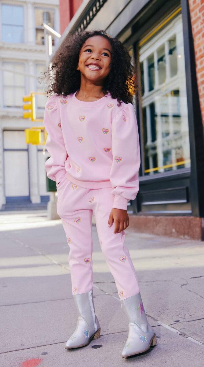 Embroidered All Over Heart Sweatsuit Set