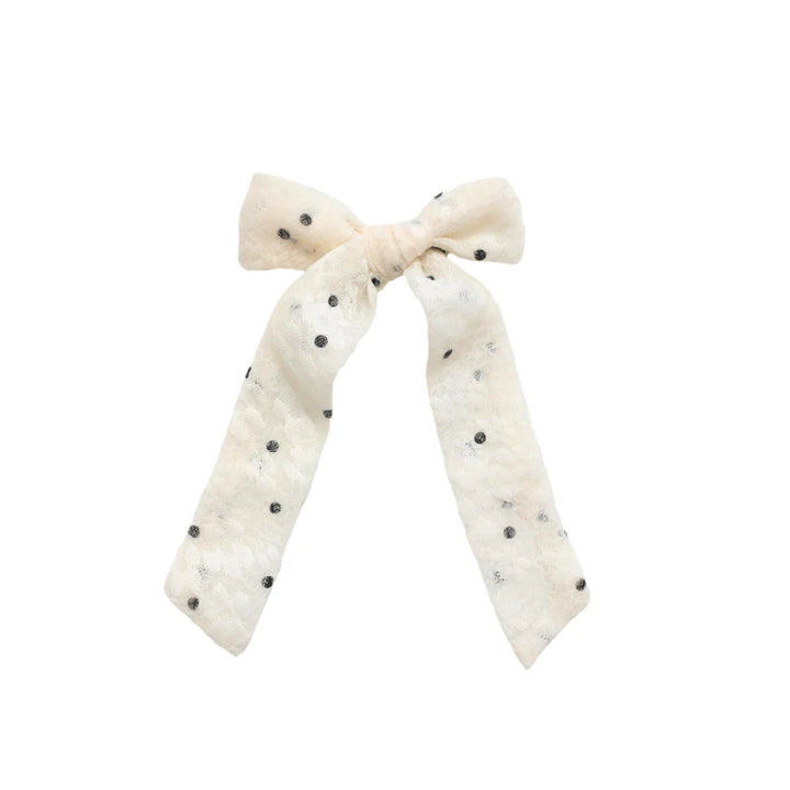 Cream Dot Chiffon Bow