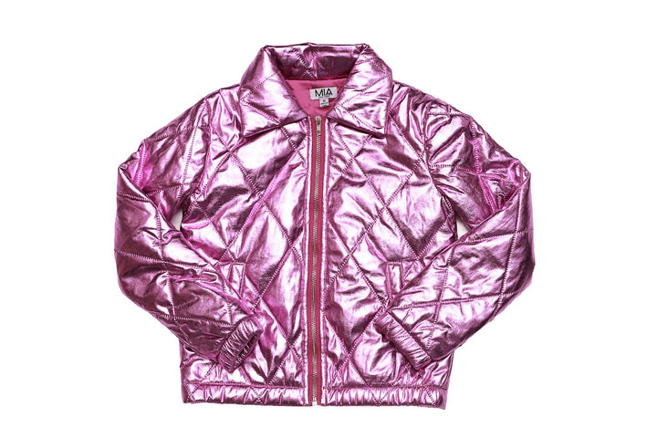 Pink Shimmer Quilted Puffer Jacket