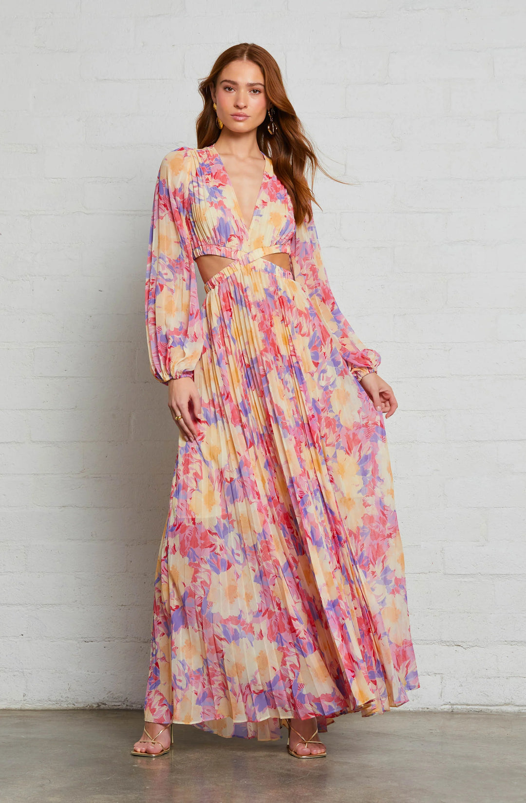 knee length dresses for ladies AST Revery Floral Long Sleeve Dress in Yellow/Pink Floral – Lula Boutique