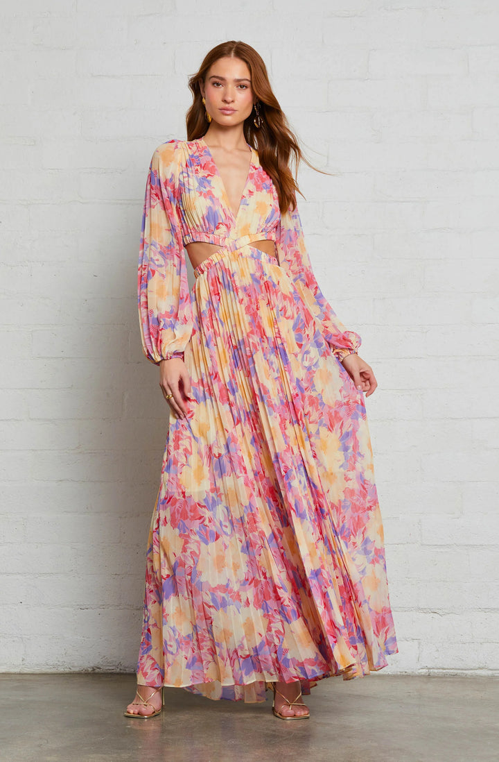 Revery Floral Long Sleeve Dress in Yellow/Pink Floral