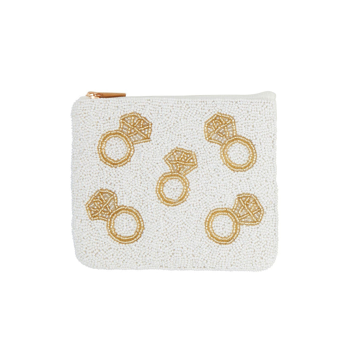 Gold Ring Beaded Case White