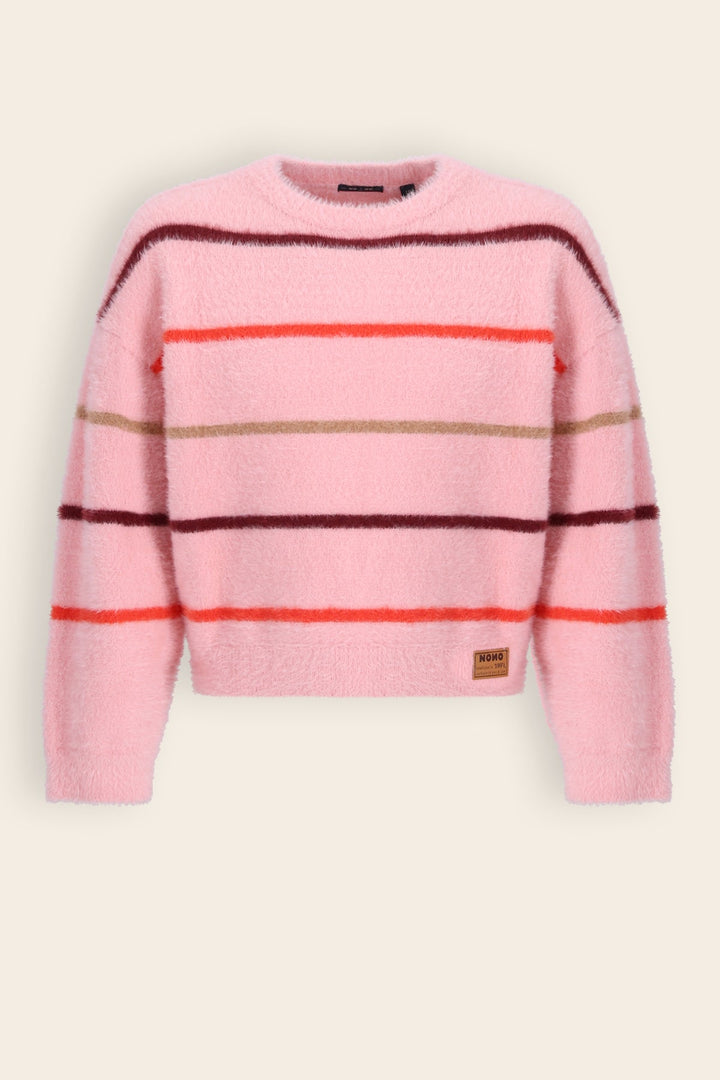 NONO Keson Fluffy Knitted Striped Sweater - Peaches 'N Cream - product view 1