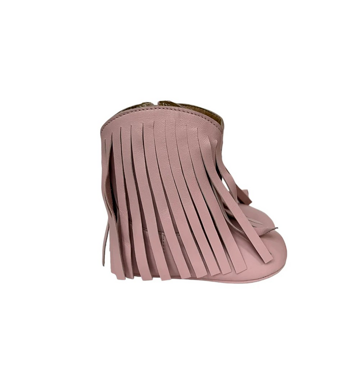 Lili Baby Girl Fringe Pink Leather Cowgirl Boots