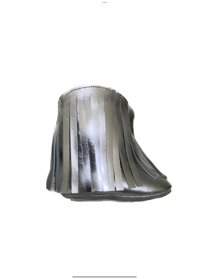 Lili Baby Girl Fringe Silver Leather Cowgirl Boots