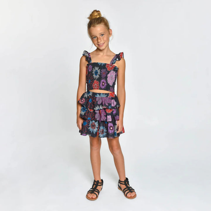 Estelle Black Botanical Skirt Set