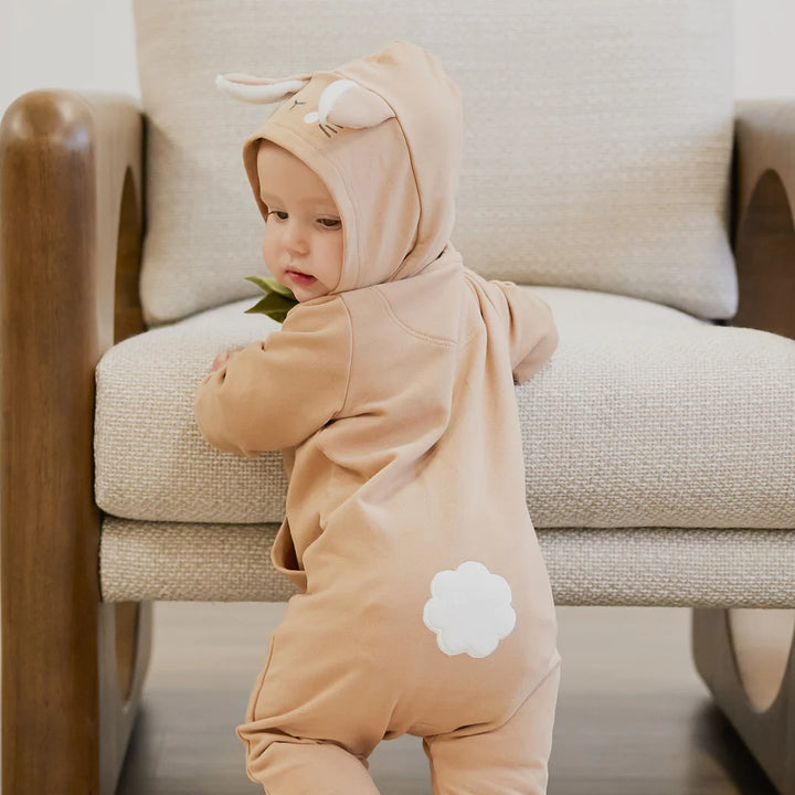 Hooded Bunny Playsuit in Mocha Sand