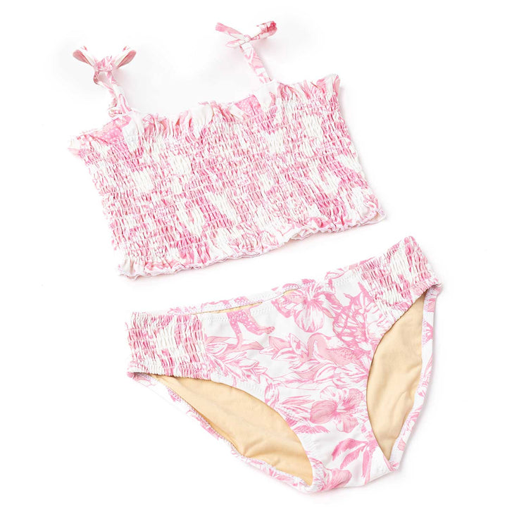 Smocked Tank Style 2 PC Bikini Pink Paradise