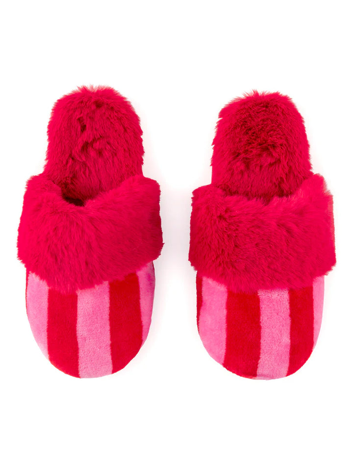 Felicity Stripe Red & Pink Slide Slippers