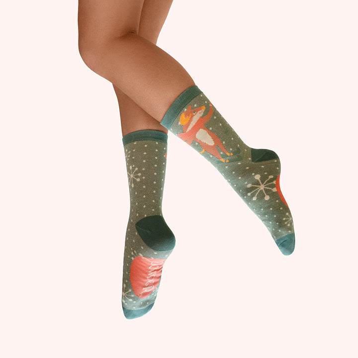 Powder Skiing Mouse Glitter Ankle Socks - product view 1