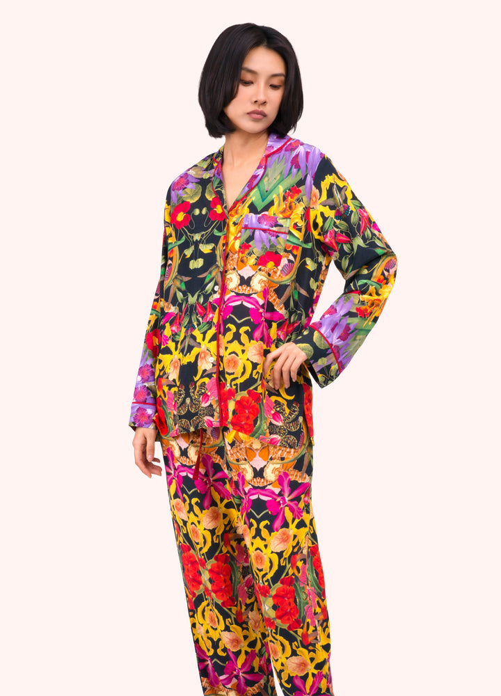Powder Botanical Kaleidoscope Long Pajamas - front view