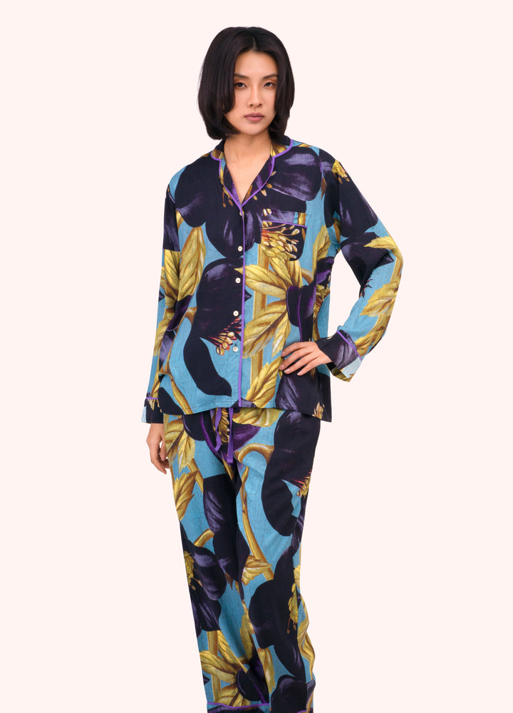 Powder Hellebore Long Pajamas - front view