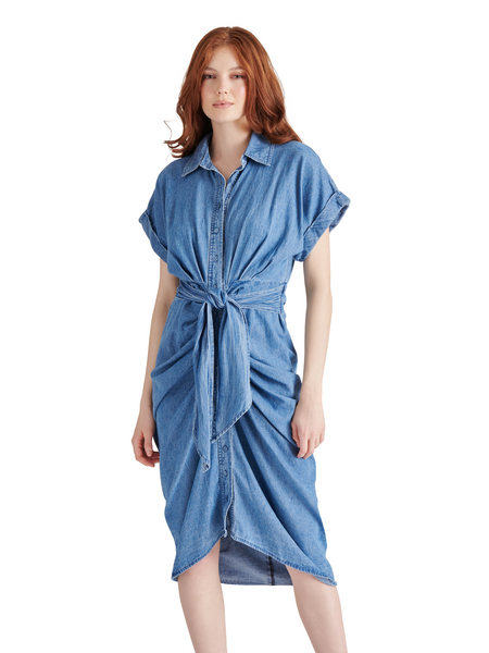 Chambray Tori Tie-Front Midi Shirtdress