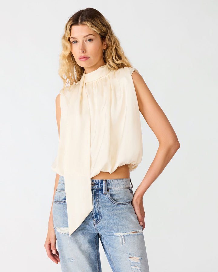 Steve Madden Melinna Scarf Detail Top - Birch White - front view