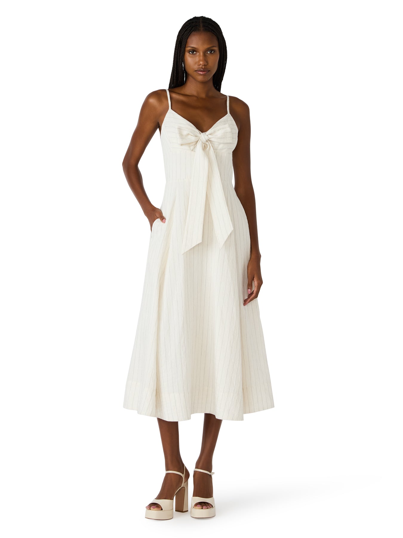 ribbon stripe midi dress Prescott Cloud Ribbon Stripe Midi Dress