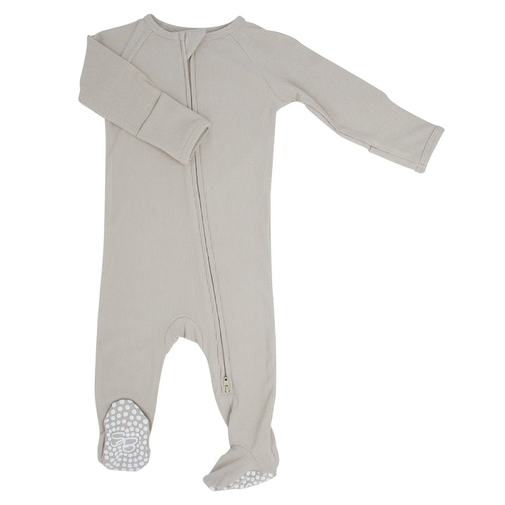 SWB Just Taupe Ribbed Zipper Bamboo Footie