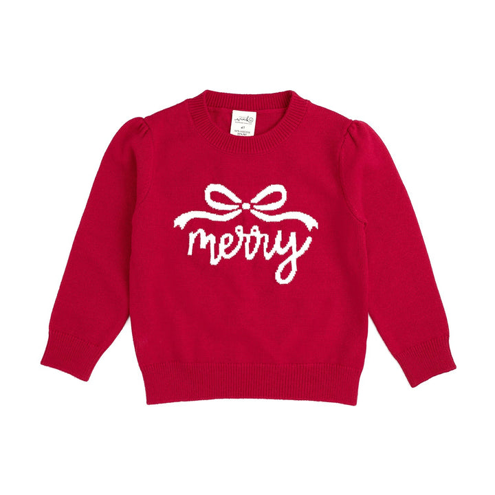 Sweet Wink Merry Bow Christmas Sweater in Red